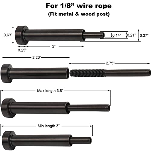 Hardware de trilhos de cabo Challecrea, kit de trilhos de cabo preto invisível/esticador para madeira e metal para o