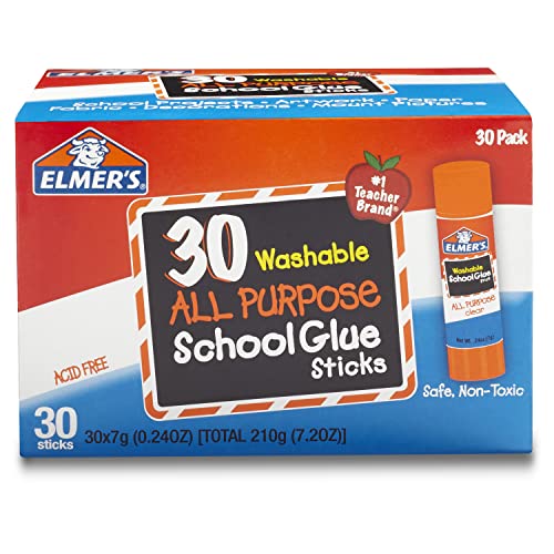 A cola da escola roxa desaparecendo de Elmer, Washable & Elmer All Finals School Glue Sticks, Washable, 7 gram