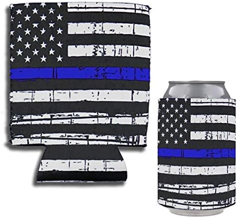 As mangas mais frias da bandeira de linha azul finas dos EUA podem cobrir os coolies bebem cerveja, lata de isoladores Capas dobráveis ​​pode envolver 6pc