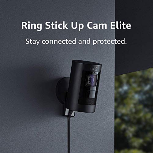 Ring Stick Up Cam Elite, câmera de segurança em Power HD em Power/interior/externa com palestra de mão dupla, Visão noturna, trabalha com Alexa - White