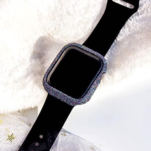 Hallomomo 2 Bling Glitter Compatível com Apple Watch Case 44mm, Série 6/SE/5/4, Gift de brilho real feito à mão para mulheres meninas de meninas de 44 mm