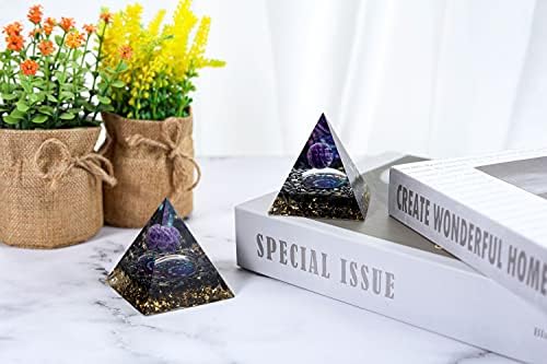 Gehecrst Amethyst Healing Crystal Dowsing Pendulum e Orgone Healing Crystal Pyramid para Wicca Bruxaria Reiki Cura