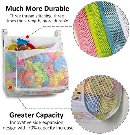 Tenrai Clever Zippered Bath Bath Toy Organizer, várias maneiras de pendurar, suporte de brinquedo de banheiro extra grande,