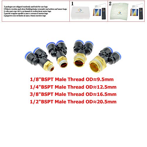 Acessório pneumático y Tee em forma de 10 mm 6mm 8mm 12mm od tubo de mangueira m5 1/8 '' 1/4 '' 3/8 '' 1/2 '' BSP Male Thread 3 Way Air Copller Conector, px10-02