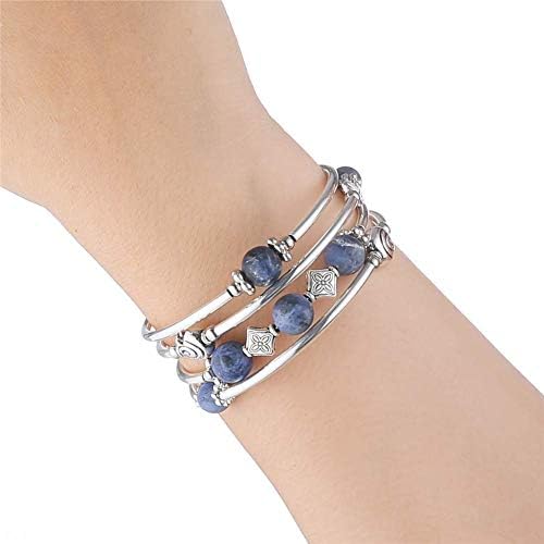 Pulseira de pulseira de pérolas com miçangas - Moda de jóias bohemianas Bracelete multicamada com grossas contas de metal