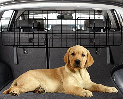 Noamoo 38-66,5 polegadas barreira de carros para cães para SUVs, van, veículos, barreiras grandes ajustáveis ​​para animais de estimação, guarda de malha de arame de serviço pesado, portão de divisor de animais para a área de carga de caminhão, divisor de carros de segurança