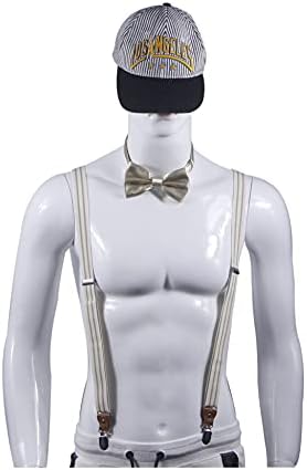 Doloise Suspenders Men & Women Bowtie define x suspensório de volta para casamentos e eventos formais com aparelho elástico de 1 polegada de largura