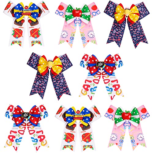 8 PCs Girls Hairbow Hairla Clip de volta aos pinos de cabelo da escola Boutique Handmade Boutique GardenCarten 1º 2º 3º 4º 5º