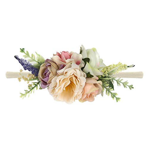 Babas de cabeça florais de bebê kidocheese 3pcs Conjunto de banda de cabelo elástica de coroa de flores para recém -nascidos