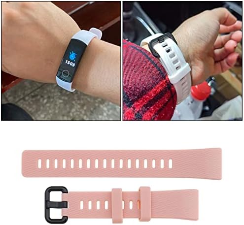 Ecsing Silicone Watch Strap Compatível com a banda Huawei 4 Pro/Band 3 Pro/Band 3 Fitness Tracker Sport Watch Band Redunda Pulseira Branca e Pink