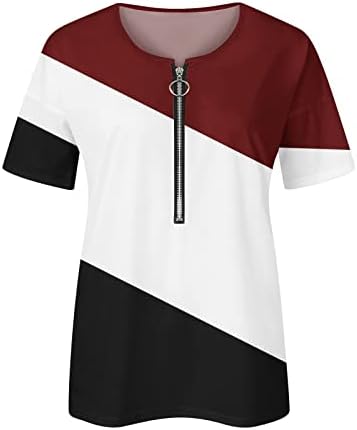 Camisa de algodão de manga comprida feminina 2023 Camiseta feminina no pescoço redondo meio zip respirável casual v impressão