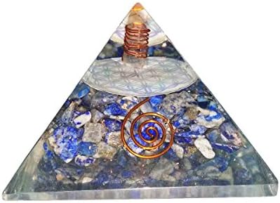 Lapis Lazuli Stone Pirâmide Cristais de Cura Reiki Pirâmide Reiki Spritual Presente com bolsa de presente vermelha