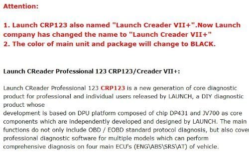 Lançamento de chegada Creader Professional CRP123 Creader VII+ Scanner de leitor de código de automóveis Creader 7+