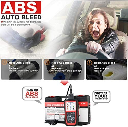 Ferramenta Autel Maxicheck Pro Auto Bleed para sangramento do freio ABS, scanner diagnóstico 2023 OBD2 com airbag SRS, redefinição de petróleo, BMS, D ~ PF, SAS, EPB Serviços para veículos específicos até 2015, atualização gratuita vitalícia
