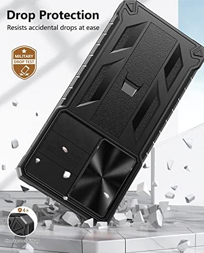 Wtyoo para Motorola Moto-G-5G 2022 Caso: Cobertura de proteção à prova de choque de grau militar com kickstand | TPU de proteção robusta texturizada fosculta TPU & Drop Proof Sturdy Case Black