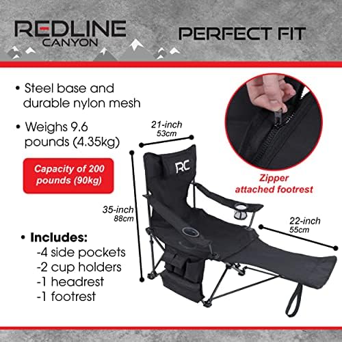 Redline Canyon portátil Cadeiras de acampamento dobrável portátil, 1pk - cadeira de acampamento ao ar livre, cadeira de gramado, cadeira de esteira ajustável com encosta