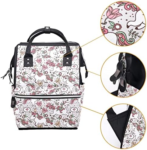 Linda adorável unicórnio e mochila de fraldas de flores com bolsas trocas para meninas garotas meninas mamãe bolsa