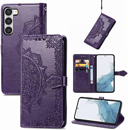 Topfunny Casos para Galaxy S23+ Caso da carteira para mulheres Samsung S23 Plus Case com suporte para cartão Mandala