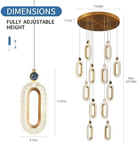 zhllmq 12 lustre moderno lustre de cristal ladrineiro led luminista led lustre -spiral lustres de entrada de teto alto lobby de lobby de escada de lobby de escada