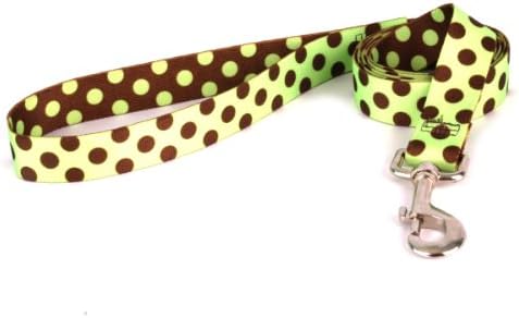 Design de cachorro amarelo, cola de bolinhas verdes/marrom trela de cachorro, extra de 3/8 x 60