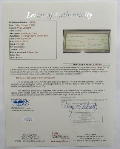 Vince Lombardi assinado Autograph Autograph emoldurado verificação com 14x19 foto JSA XX38386 - NFL Cut Signature