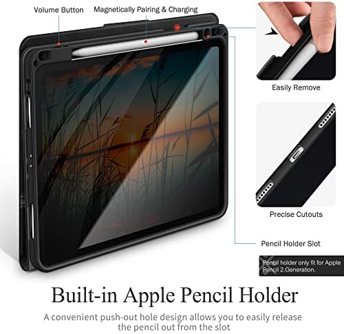 Caso Kingblanc para iPad Pro 11 polegadas 4/3ª/2ª/1ª geração com porta -lápis, cobertura inteligente de couro vegano com esteira de sono automático, suporte a lápis de maçã 2. Par