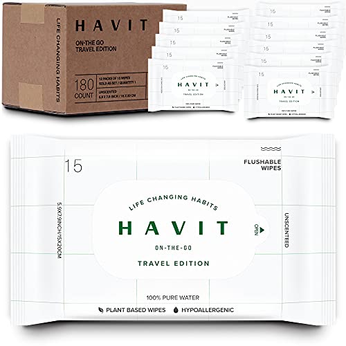 HAVIT PACO DE VIAGENS DE TRABALHOS DE FLOWABLE, 180 LIMPOS molhados à base de plantas sem perfume para adultos,