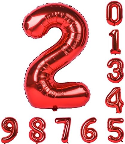 Balão de Balões de Balões de 40 polegadas de 40 polegadas Balão de aniversário 0-9 Decorações Mylar do número 2
