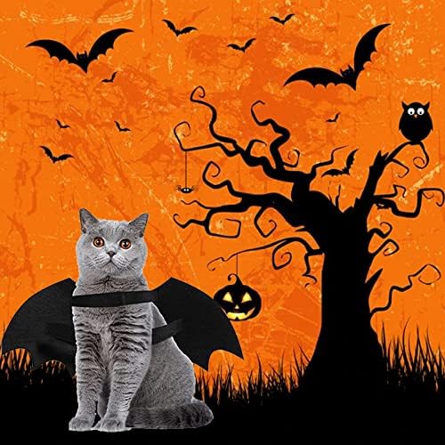 Traje de cão de Halloween da Wikhia, fantasia de animais de estimação asas de morcego luminoso traje de gato de cachorro