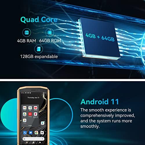 Cubot desbloqueado telefone celular, bolso, mini smartphone sem sim, 4 GB de RAM+64 GB, extensão de 128 GB, Android 11, tela