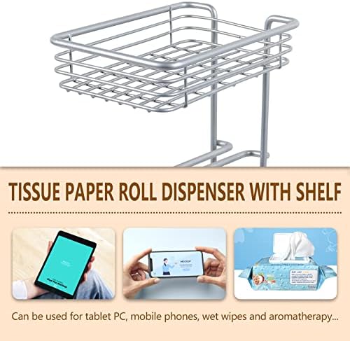 Suporte de papel higiênico suporte de banheiro armazenamento de papel higiênico com base elevada, dispensador de rolo de