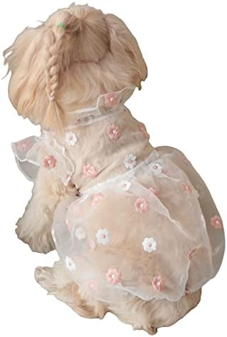 QWINEE FLORAL Bordado para cachorro Vestido de gato abafuar vestidos de princesa de cachorro Tutu sa saia fofa yorkie pomeraniana