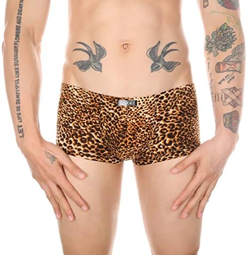 Mens cuecas de roupas íntimas de baixa cintura sexy estampestas de leopardo tias