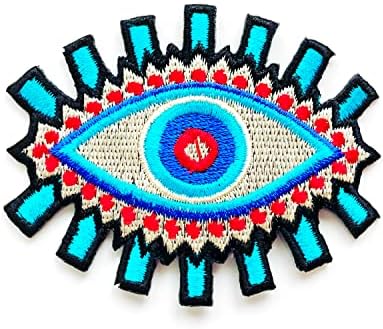 Conjunto de 2 pcs. Linda olho azul desenho animado costurar ferro em apliques bordados Cradilhas de placas Costumo