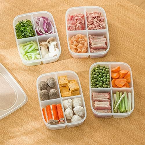 Silicone Food Storage Storage Bento Bento Snack Boxes Reutilizável 4 Compartimento Alimentos Recipientes para Trabalho Escolar