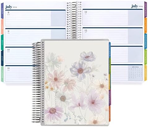 7 x 9 Platinum Spiral Spiral Life Planner - Cover clássica de flores silvestres + Inspire Interior Pages. Agenda horizontal semanal e mensal de Erin Condren
