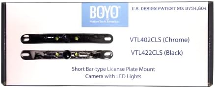 Boyo VTL402Cls - Câmera de backup de placa do tipo de barra curta com luzes LED