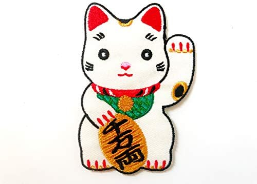 Th fofo gatinho de gato sortudo japão japonês signo de logotipo de costurar ferro em apliques bordados de placas de plataforma de