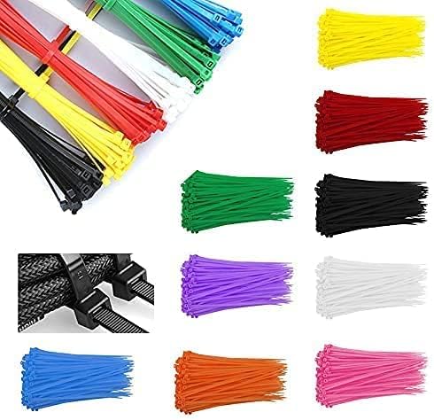 Hunkie 100 pcs Cable Zip Ties pesados14in/16in Plástico Fio amarra sete coloque de nylon com bloqueio de cores, verde, 14
