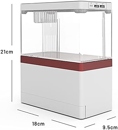 Zyzmh Desktop Creative USB Mini Aquarium Fish Tank com porta de telefone com lâmpada de lâmpada LED Betta Fish Fighting