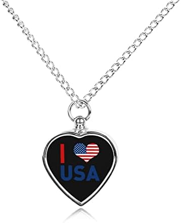 Eu amo o colar de urna de estimação dos EUA-Flag Pet personalizado Holder Heart Heartsake Pingente Memorial Jóias Personalizadas