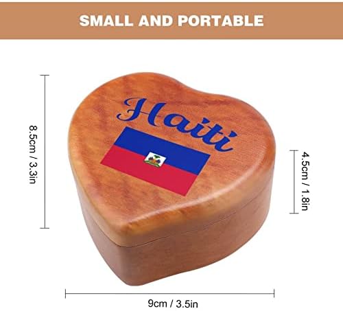Caixa musical de madeira da bandeira do Haiti Caixas musicais de madeira Melhor presente para aniversário de aniversário de
