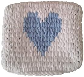 Passagens cardíacas decorativas, capas de almofada branca com coração azul, presente de aniversário para crianças, capa de travesseiro de 10x10, decoração da sala de recreação do berçário, travesseiro de malha do coração