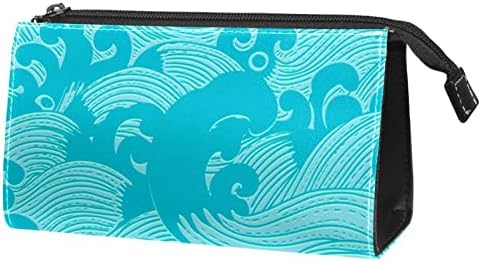 Tbouobt Gifts for Men Mulheres Bolsas de maquiagem Bolsa de higiene pessoal Sacos de cosméticos, ondas de oceano turquesa abstrata arte moderna