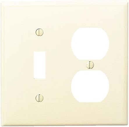 Leviton 80705-I 2-Gang 1-Toggle 1-Duplex Disposition Combine Wallplate, tamanho padrão, nylon termoplástico, montagem