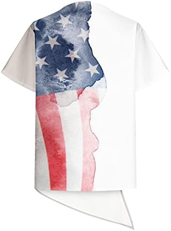 PANOEGSN Tops assimétricos para mulheres, American Flag Graphic Tees 4 de julho Bloups de manga curta V camiseta listrada de estrela de pescoço