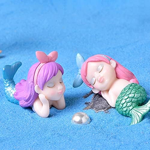 Decoração de tanques de peixes de sereia, ornamento de sereia fofo para decoração temática de aquário, sereias para capota de bolo, figuras em miniaturas