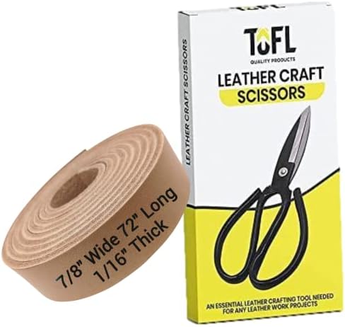 Economize com a cinta de couro genuína natural da Tofl e uma tesoura de couro, as tiras têm 72 de comprimento 3/4 de largura e 1/8 de espessura
