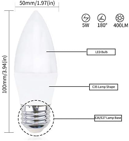 LUZVISTA B10 RGB LUZ LED LUZ - E26 Alteração de cor Bulbo LED - 5W RGB+Luz do dia+Branco quente, lustre de lustre B10 Bulbo de