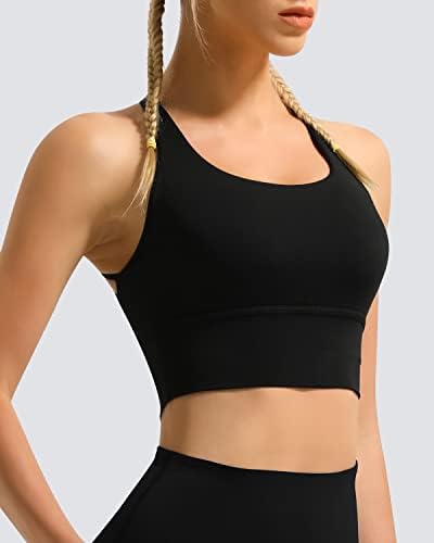 Ginásio arco -íris feminino feminino strappy sports esportes sutrine cruzado traseiro suporte médio suportar tanque acolchoado